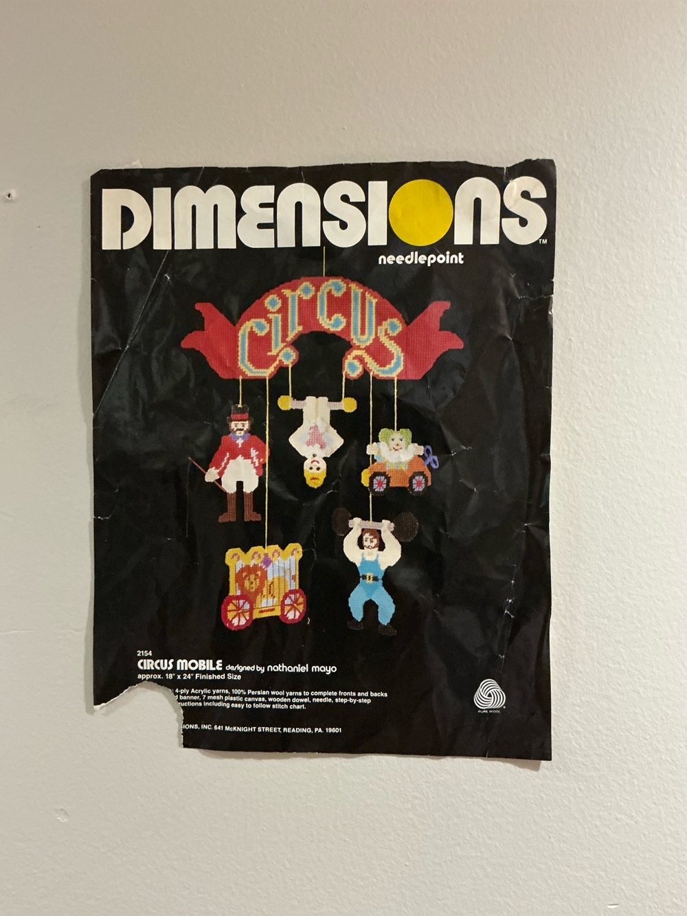 Dimensions 1980 Circus Mobile Needlepoint Kit #2154 Vintage